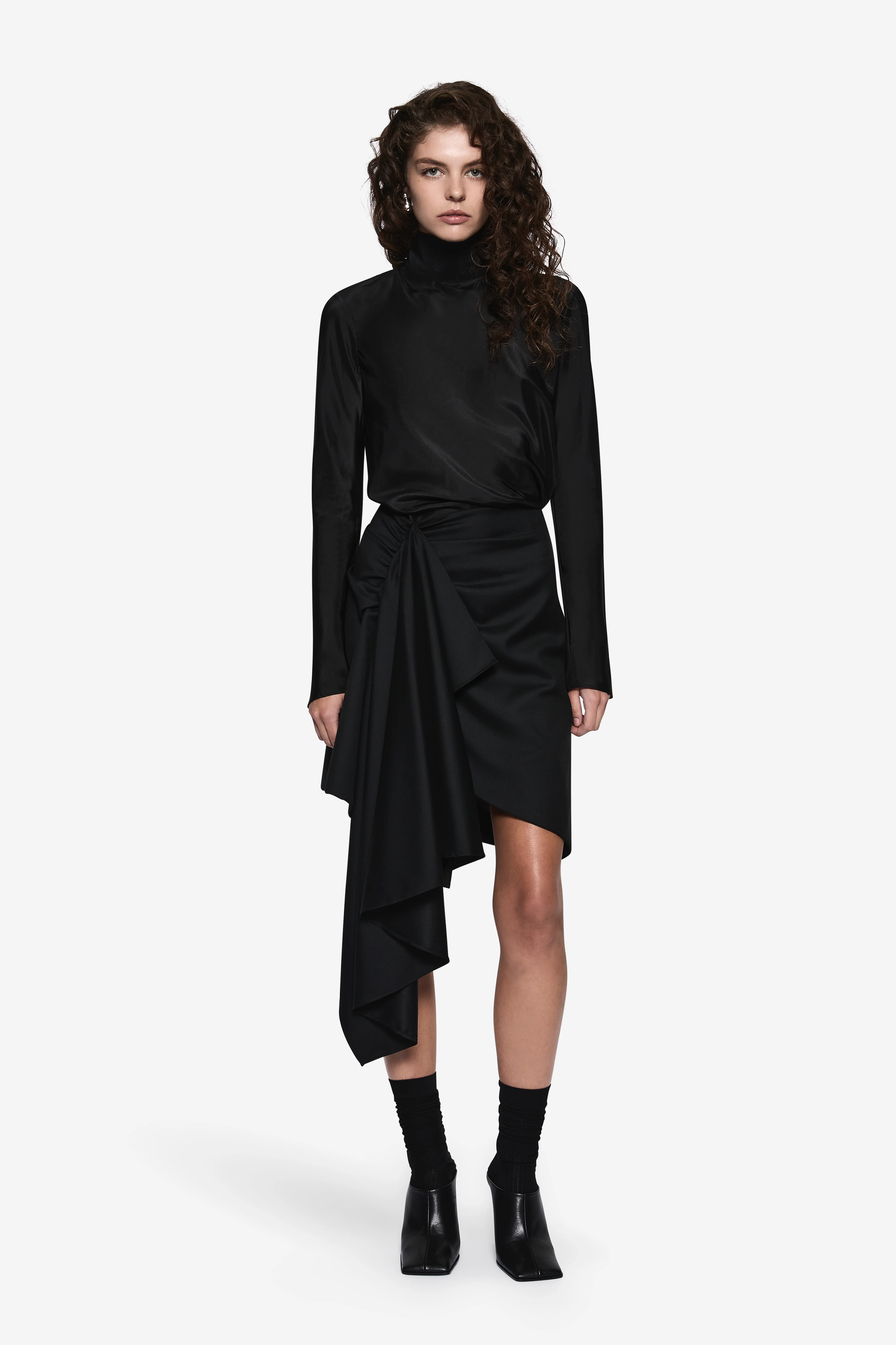 DRAPED WOOL SUITING SKIRT - Image 2