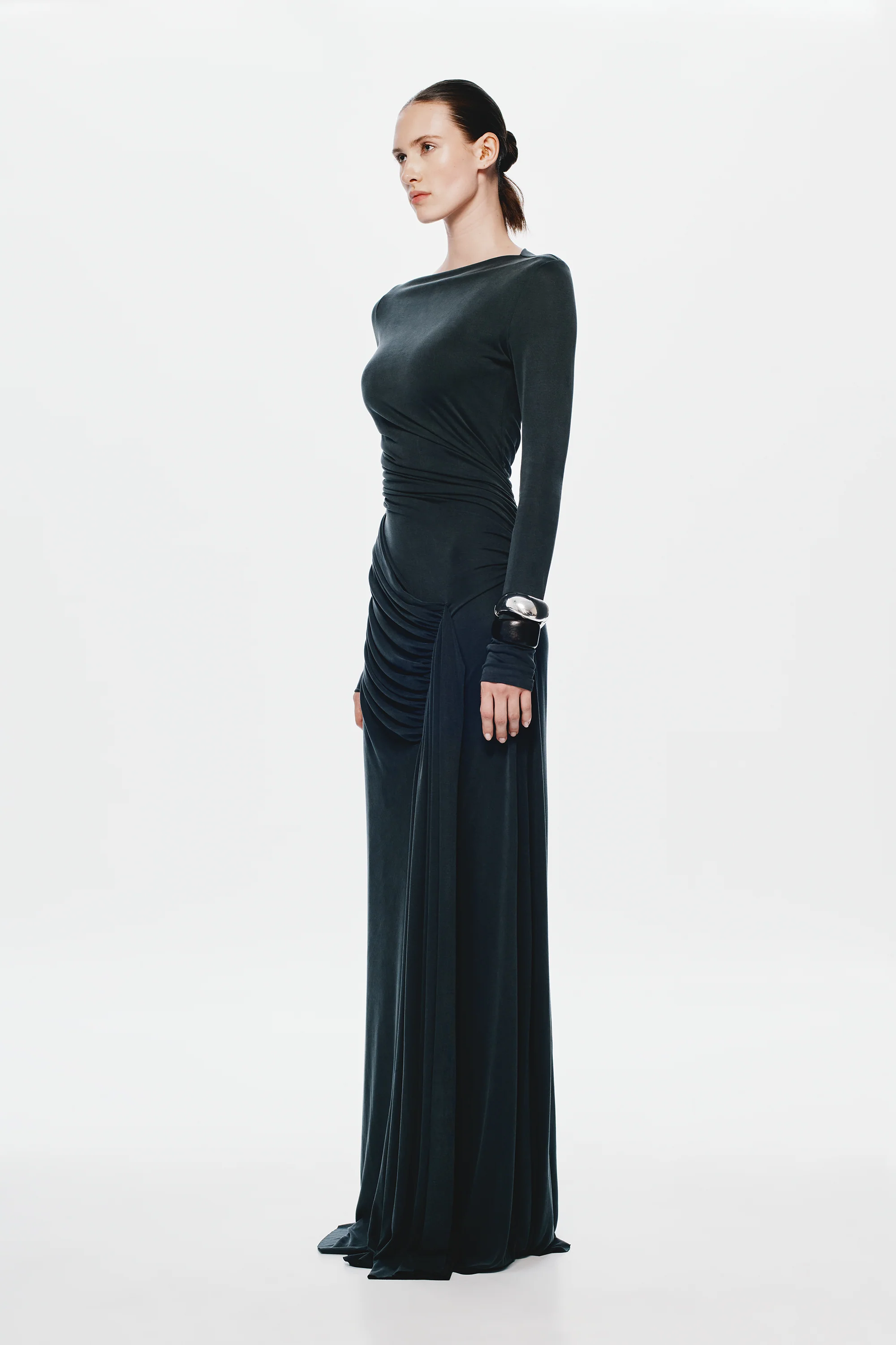 THE 'GLACIER' CUPRO LONG SLEEVE DRESS - Image 4