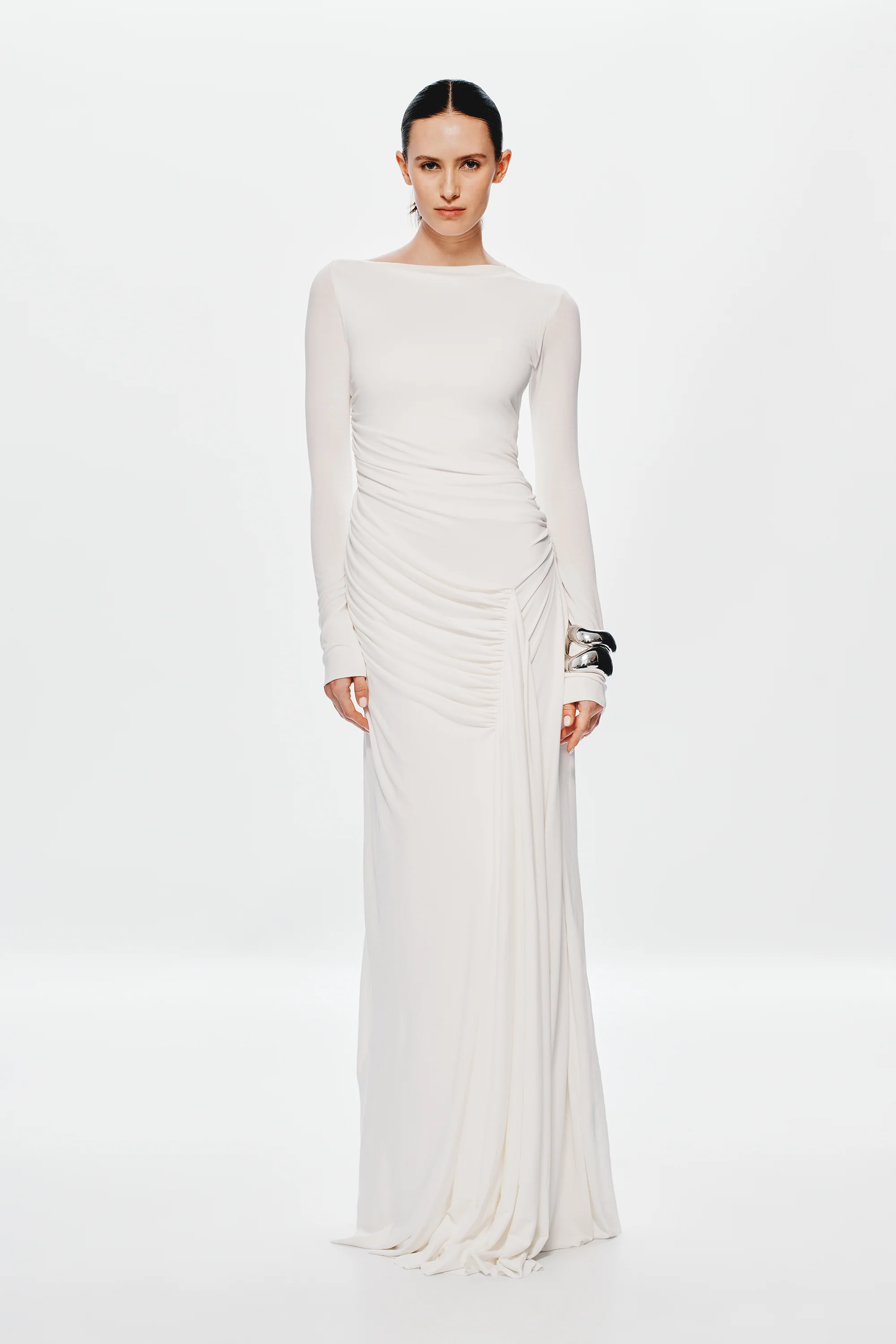 THE 'GLACIER' CUPRO LONG SLEEVE DRESS - Image 3