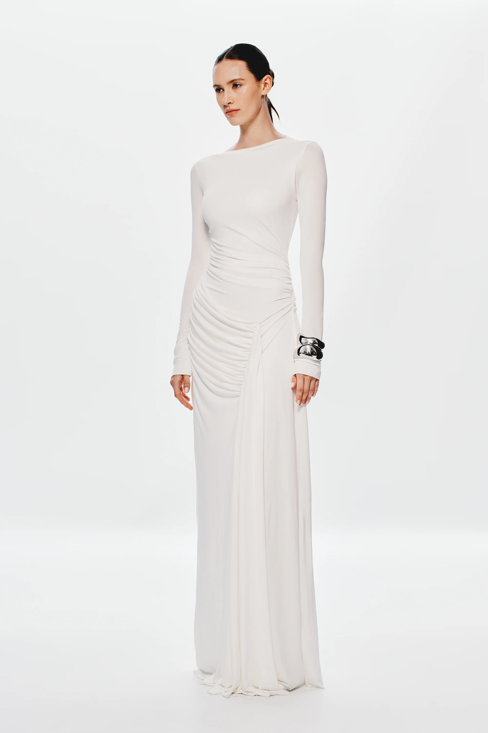 THE 'GLACIER' CUPRO LONG SLEEVE DRESS - Image 4