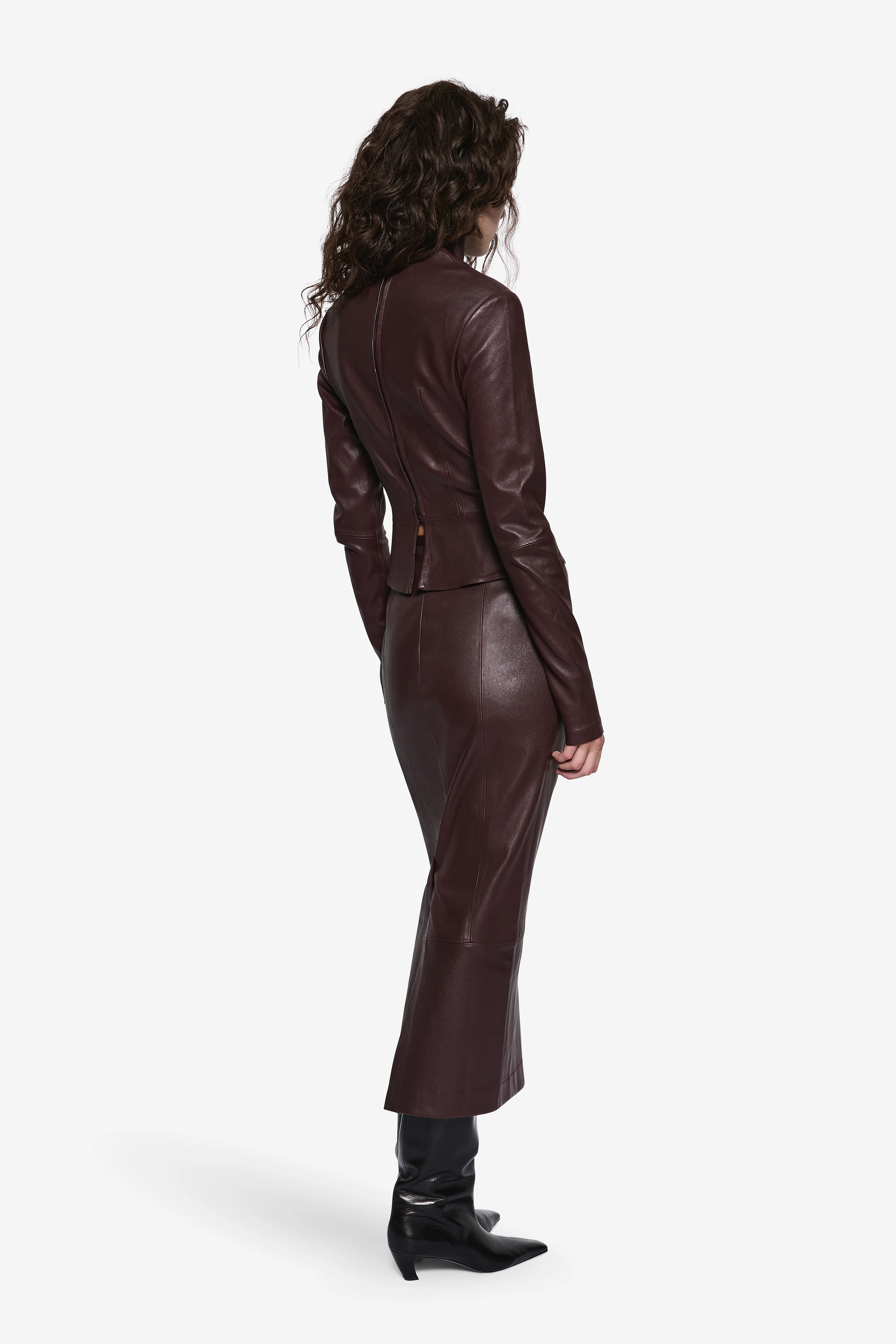 STRETCH LEATHER LONG SLEEVE TOP - Image 3