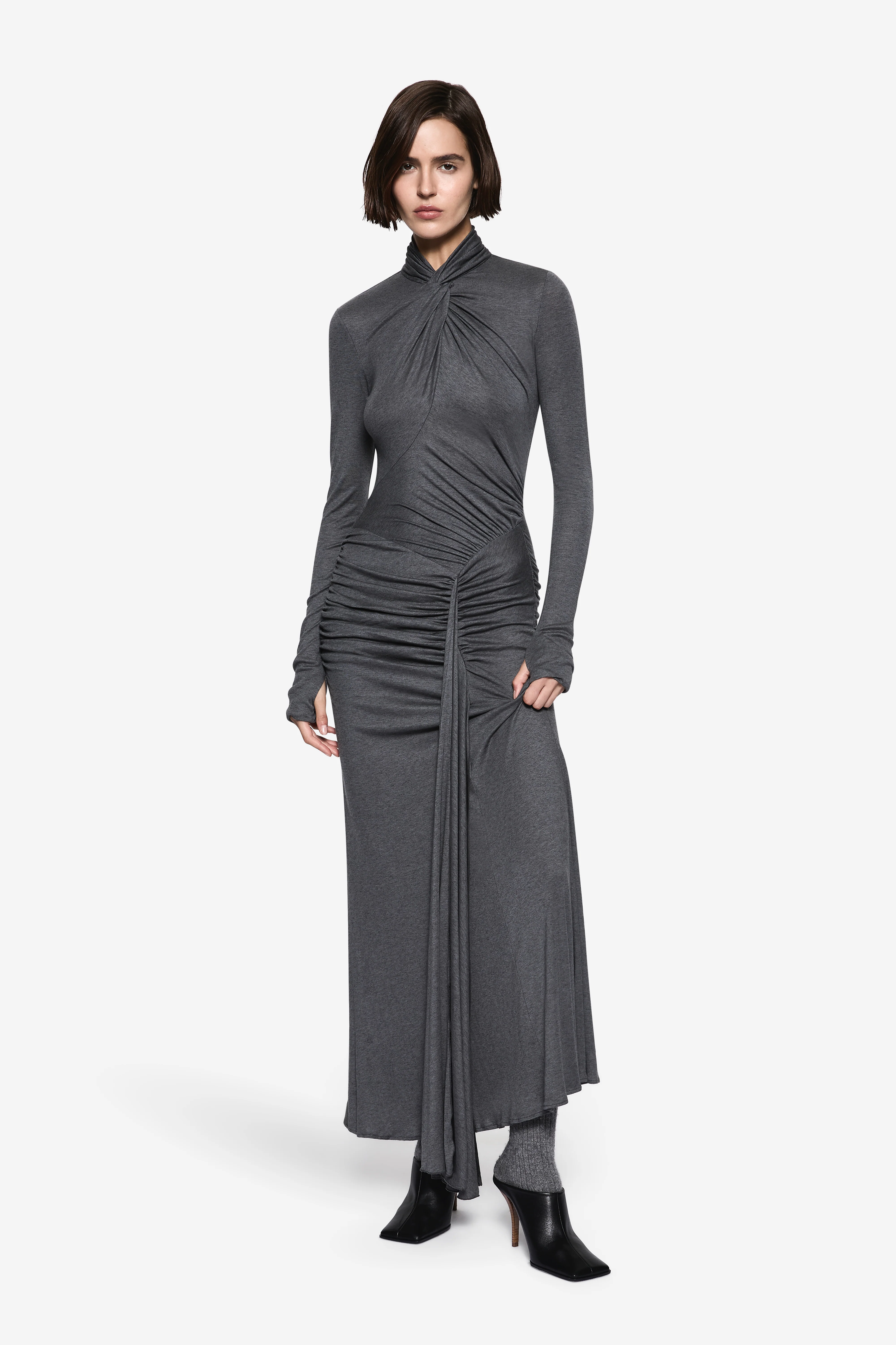 TENCIL TWIST LONG SLEEVE DRESS