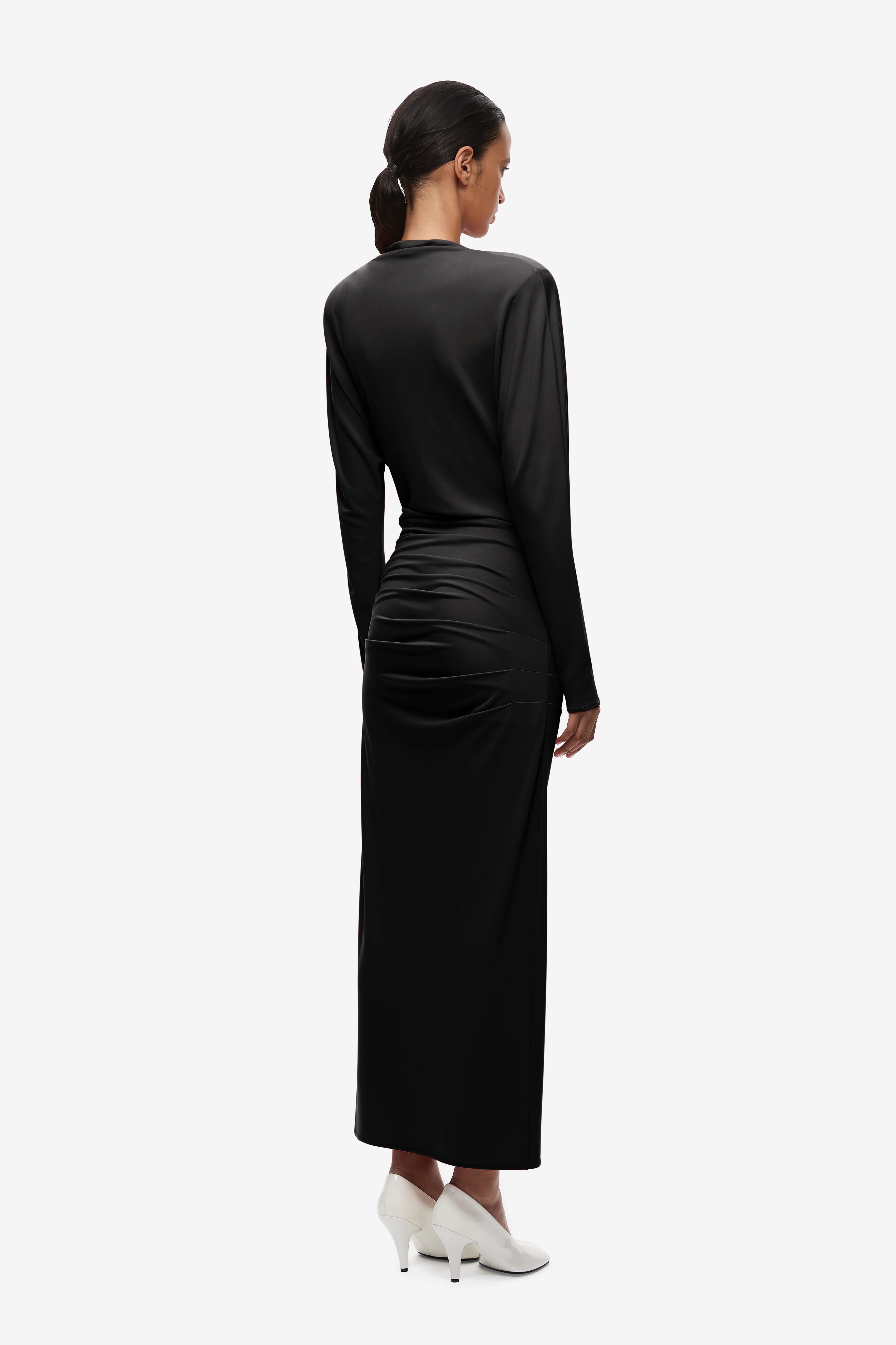 THE BATWING JERSEY DRAPED MIDI DRESS - Image 5