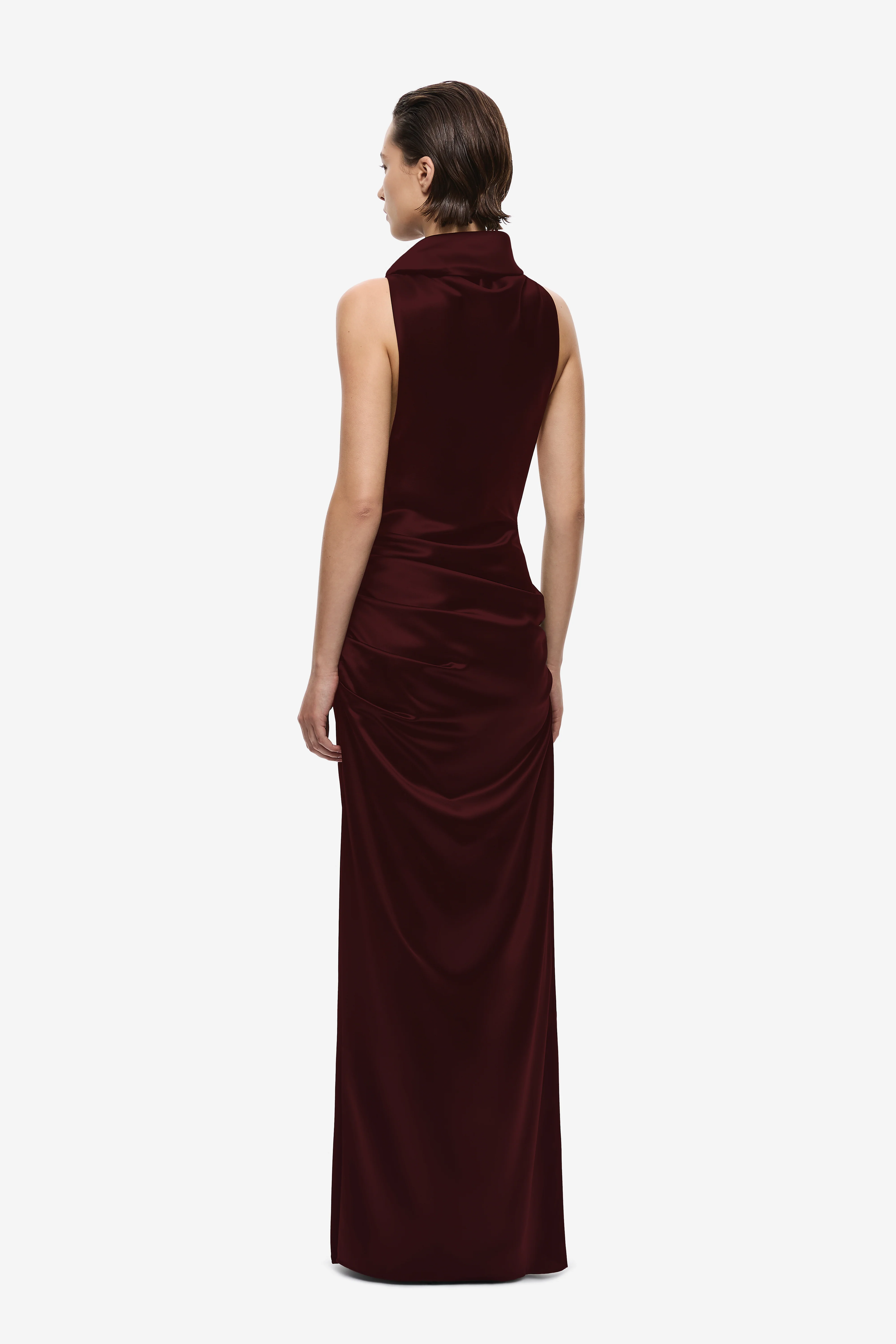 THE DRAPED COLLAR SATIN MAXI DRESS - Image 3