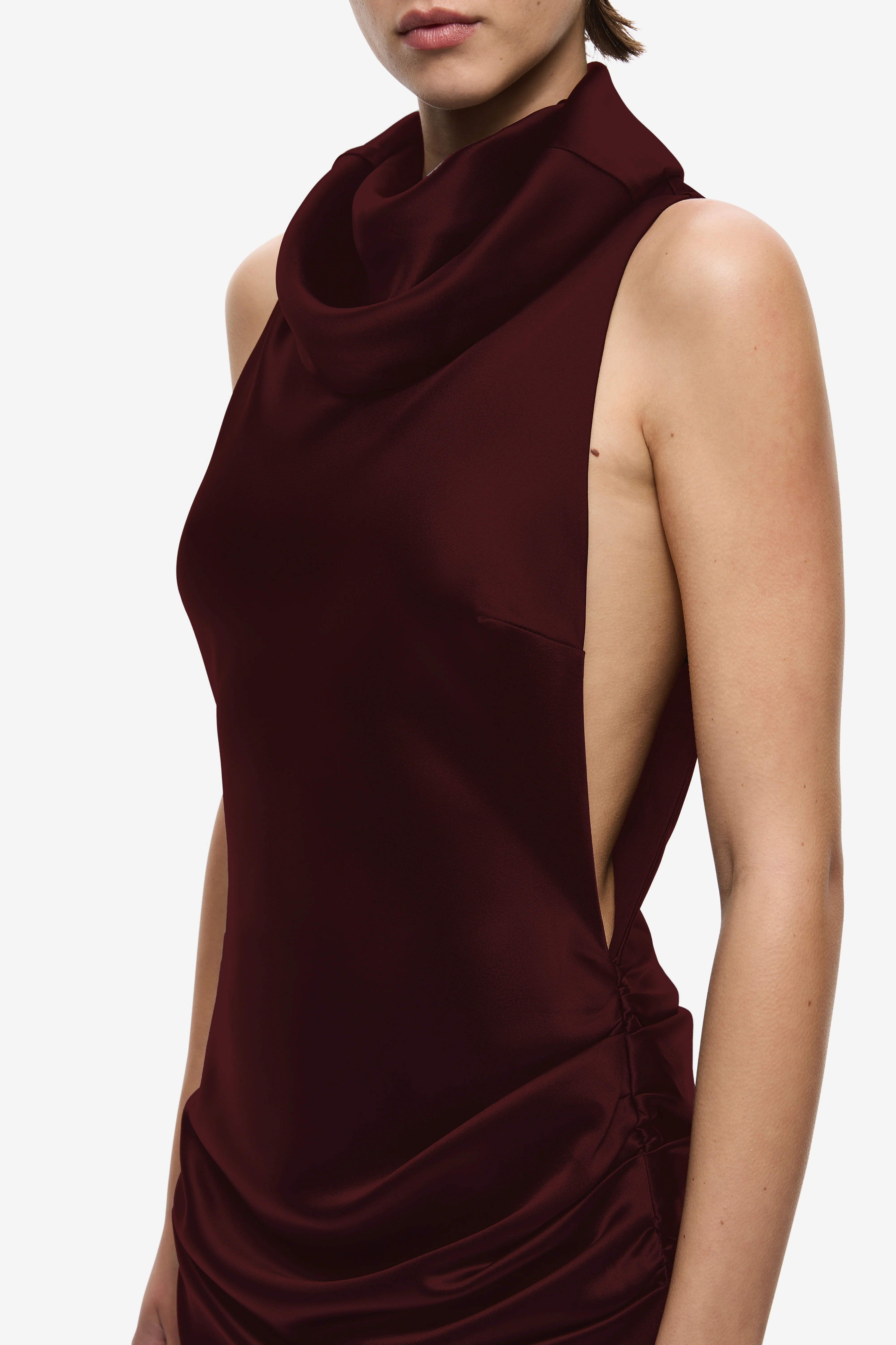 THE DRAPED COLLAR SATIN MAXI DRESS - Image 4