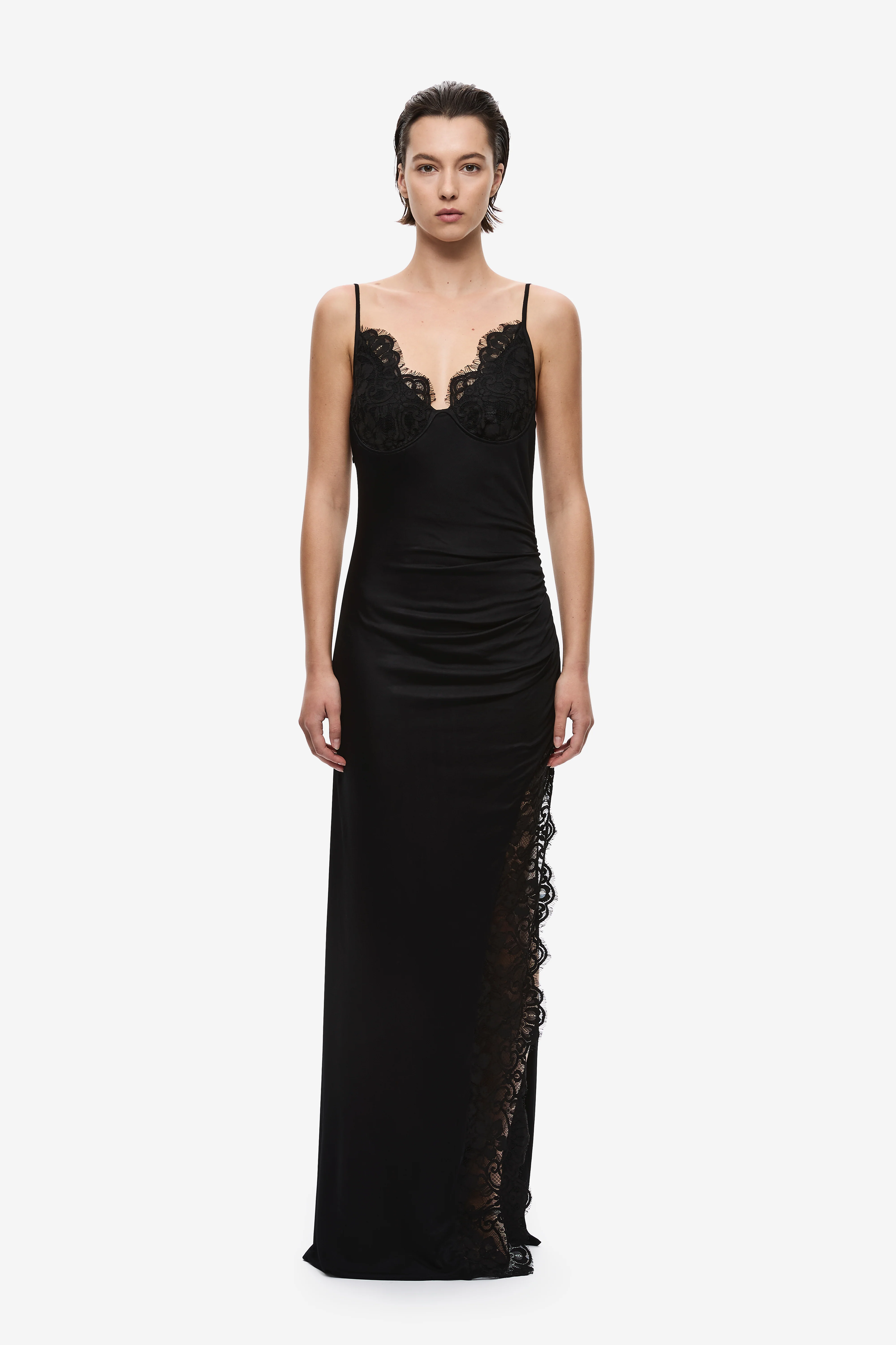 THE LACE TRIM JERSEY DRESS