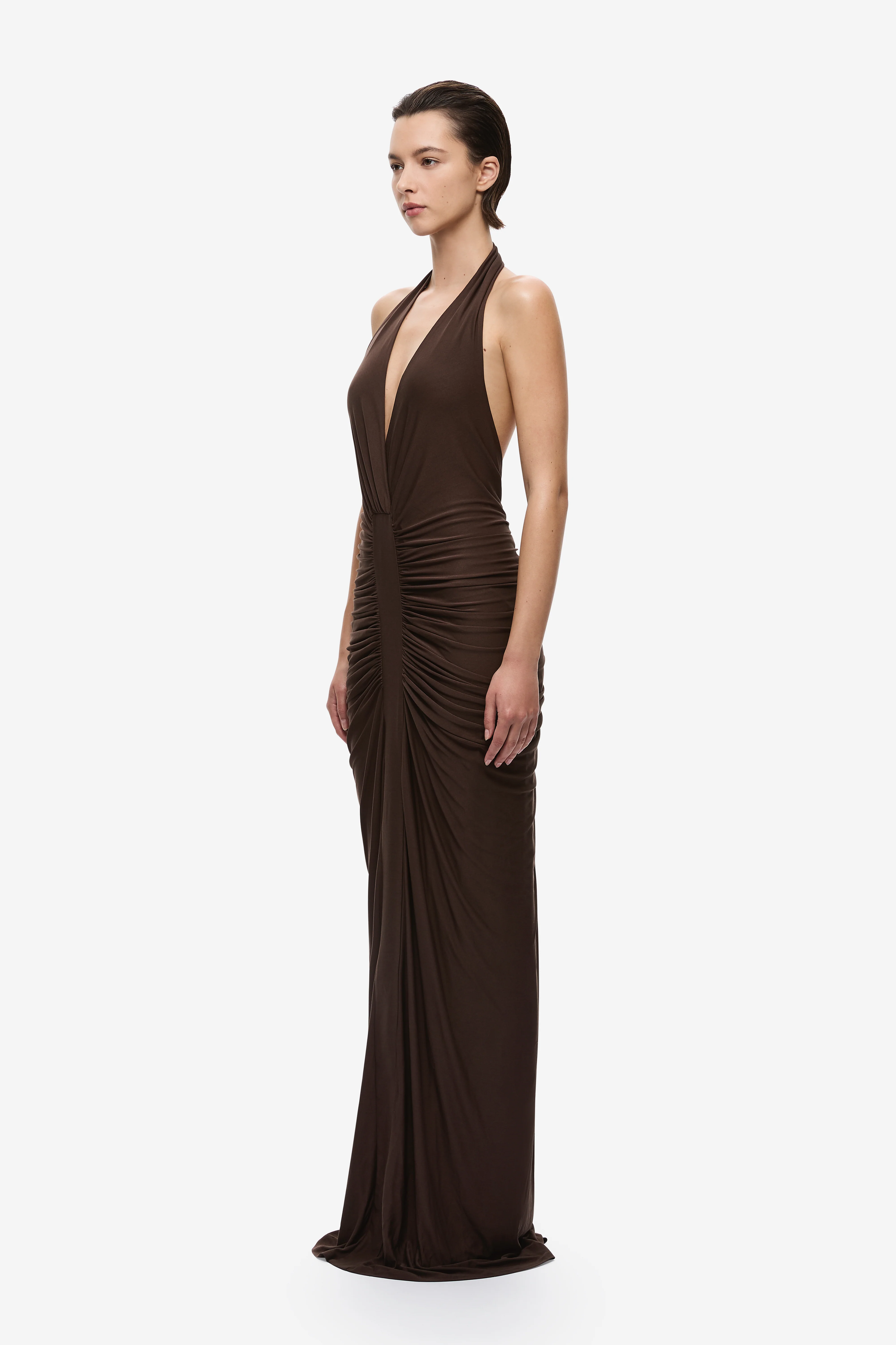 THE VENUS GATHERED CUPRO DRESS - Image 3